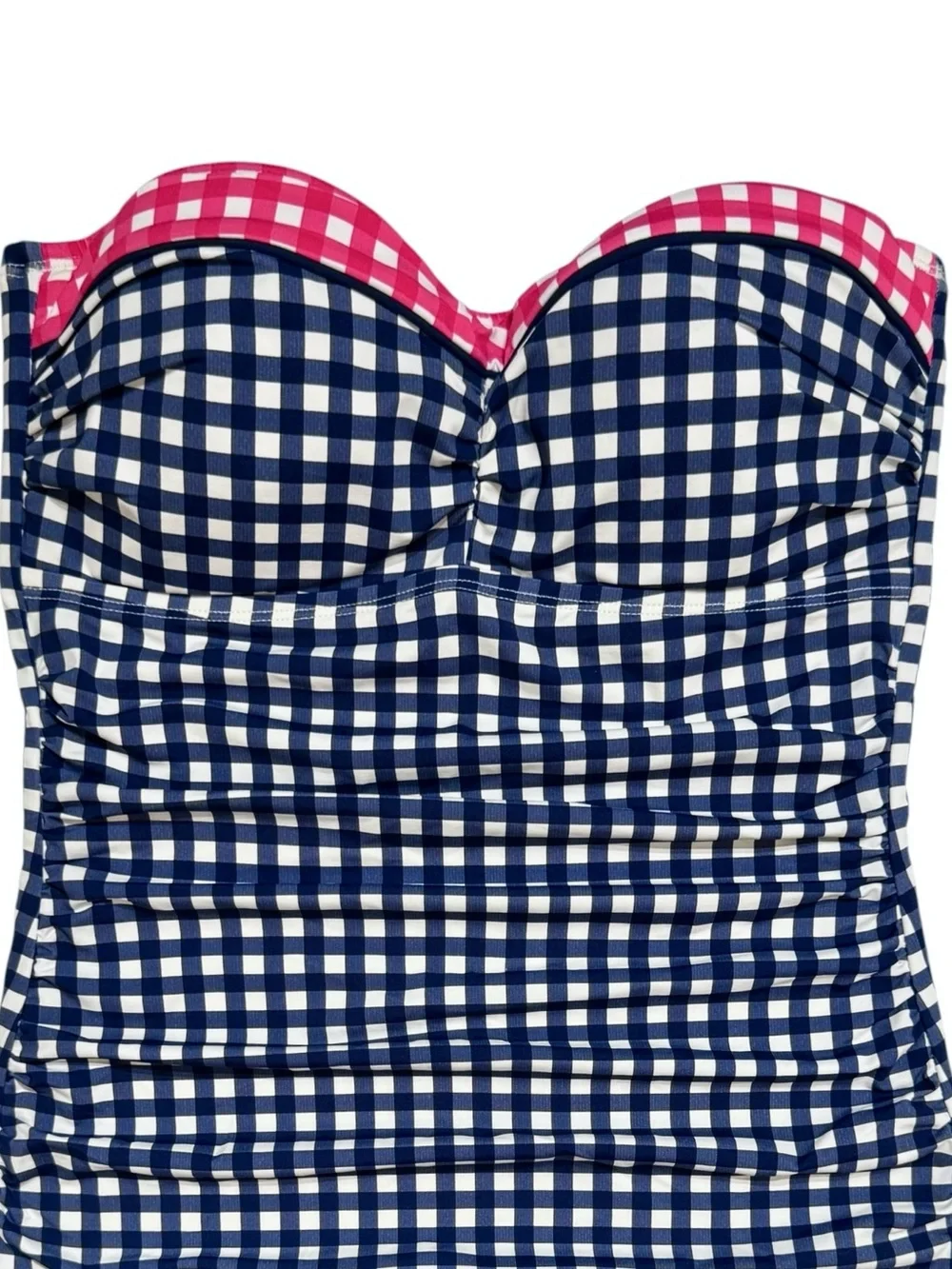 Tommy Bahama Summer Floral Gingham Bandeau Tankini Top